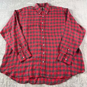 Hamilton Shirt Co Mens 16.5/33 Buffalo Plaid Linen Luxury‎ Preppy Summer Nov 18